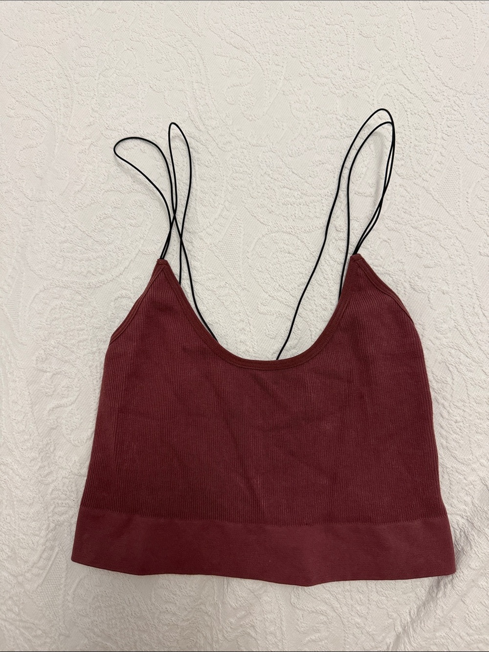 Women's soft Maroon/wine Ribbed Cami bra top